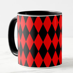 Rot-schwarzes Harlekin-Diamant-Schachbrett-Design Tasse