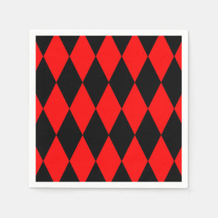 Rot-Schwarzes Harlekin-Diamantenkontrollmuster-Des Serviette
