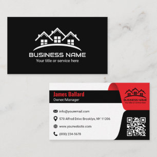 Rot-Schwarzes-Haus-Dach-Logo Immobilien Visitenkarte
