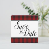 Rot-schwarzes Karo Save-the-Date Save The Date (Stehend Vorderseite)