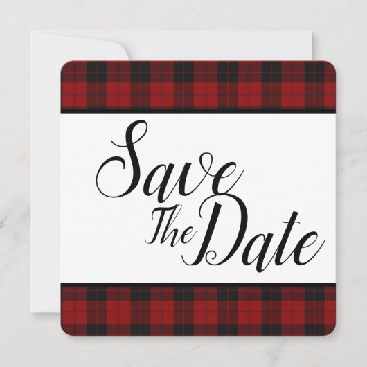 Rot-schwarzes Karo Save-the-Date Save The Date (Vorderseite)