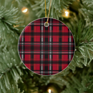 Rot-schwarzes Karo-Tartan-Muster Keramik Ornament