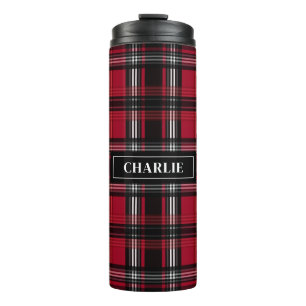 Rot-schwarzes Karo-Tartan-Muster und benutzerdefin Thermosbecher