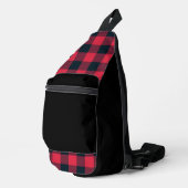 Rot-schwarzes Karomuster Crossbody Bag (Rechte Ecke)