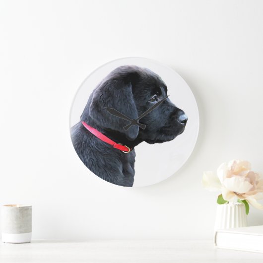 Rot - Schwarzes Labor Große Wanduhr (Zuhause)