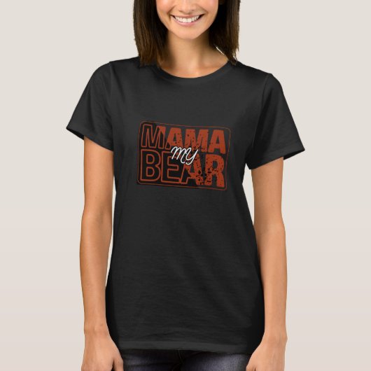 Rot-Schwarzes-Mama-Bär-Design T-Shirt (Vorderseite)