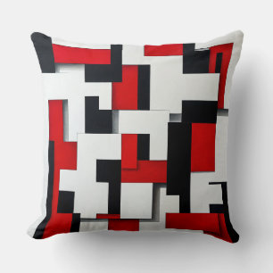 🛋️ Rot Schwarzes Quadrat Geschenk Moderne Dekorat Kissen