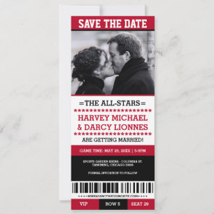 Rot-Schwarzes Sport-Ticket Save-the-Date Save The Date