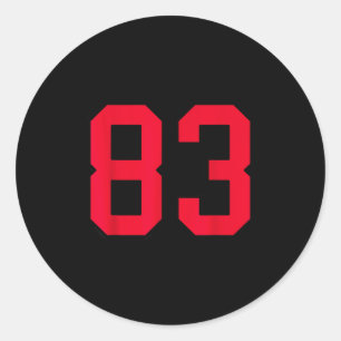 Rot-Schwarzes Trikot Nummer 83 Spieler Uniform #83 Runder Aufkleber
