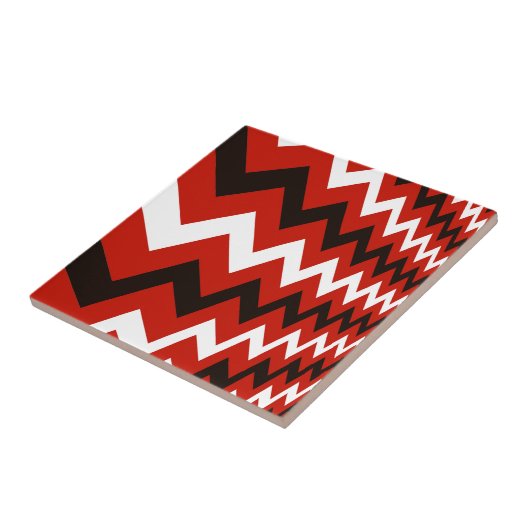 Rot, Schwarzweiss-Zickzack Fliese (Seite)