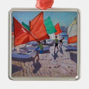 Rot segelt Royan Frankreich Silbernes Ornament