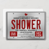 Rot/Silber-Lizenzplatte Polterabend Einladung (Vorne/Hinten)