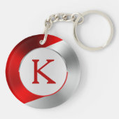 Rot & Silber Modernes geometrisches Design Schlüsselanhänger (Rückseite)