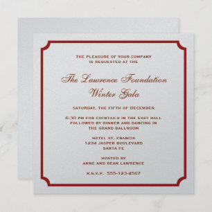 Rot-Silber-Quadrat Firmenfeiertag Einladung