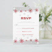 Rot-Silber-Schneeflocken-Hochzeit RSVP (Stehend Vorderseite)