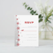 Rot-Silber-Schneeflocken-Hochzeit RSVP Karte (Stehend Vorderseite)