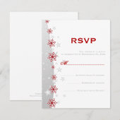 Rot-Silber-Schneeflocken-Hochzeit RSVP Karte (Vorne/Hinten)