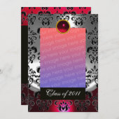 ROT SILBER, SCHWARZE DAMASK ABSCHLUSS MONOGRAMM ANKÜNDIGUNG (Vorne/Hinten)