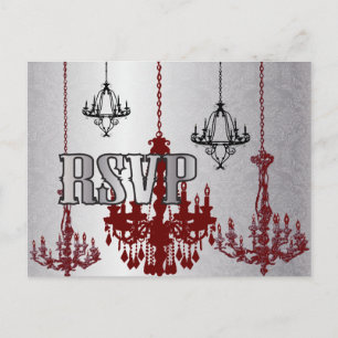 Rot Silber Schwarzer Kronleuchter RSVP Postkarte