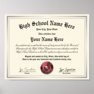 Rot-Silber Siegel High School Diploma, Homeschooli Poster