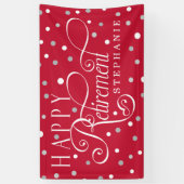 Rot, Silber, Weiß, modernes Ruhestands-Party Banner (Vertikal)