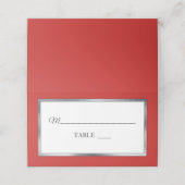 Rot | Silber | White Simple Elegante Platzkarten (Außenseite Aufgefaltet)