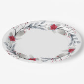 Rot, Silberfrohe Weihnachtswüste Pappteller (Schrägansicht)