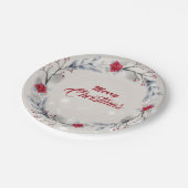 Rot, Silberfrohe Weihnachtswüste Pappteller (Schrägansicht)