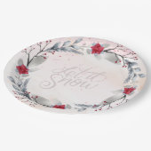 Rot, Silberfrohe Weihnachtswüste Pappteller (Schrägansicht)