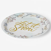 Rot, Silberfrohe Weihnachtswüste Pappteller (Schrägansicht)