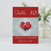 Rot/Silberhochzeit-Tischnummern Einladung (Stehend Vorderseite)