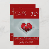 Rot/Silberhochzeit-Tischnummern Einladung (Vorne/Hinten)