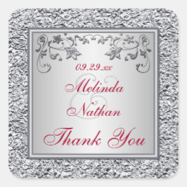 Rot, silberne IMITATE Aufkleber mit floraler Gastg