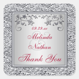 Rot, silberne IMITATE Aufkleber mit floraler Gastg