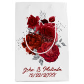 Rot silberne Rose mit Namensdatum Mittlere Geschenktüte (Vorderseite)