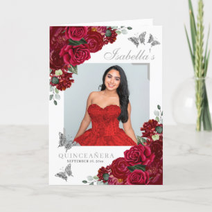 Rot & Silver Floral Quinceanera Tiara Butterfliege Programm