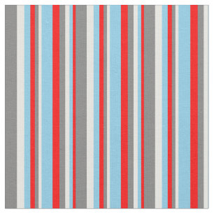 Rot, Sky Blau, Weiß und Grau farbige Linien Stoff