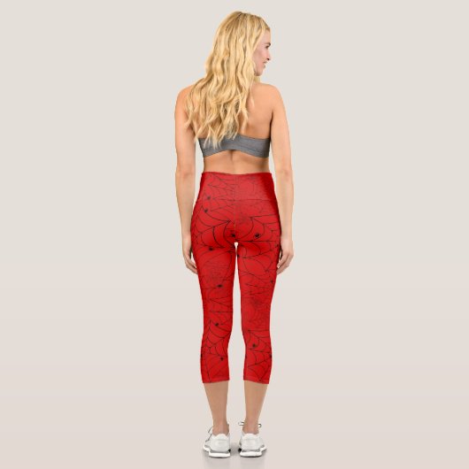 Rot-Spinnenwebsäure Capri Leggings (Rückseite)