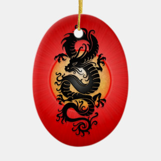 Rot sprengte chinesischen Drachen Keramikornament