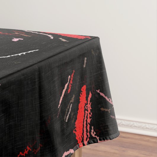 Rot spritzt, abstrakte Kunst, Farbe auf schwarzem Tischdecke (Beispiel)