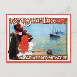 Rot-Star-Linie Antwerpen-New York Vintage-Werbung Postkarte