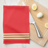 Rot + Streifen Trim Küche Geschirr Handtuch (Viertel Falte)
