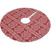 Rot strickte Sterne Polyester Weihnachtsbaumdecke (Schrägansicht)