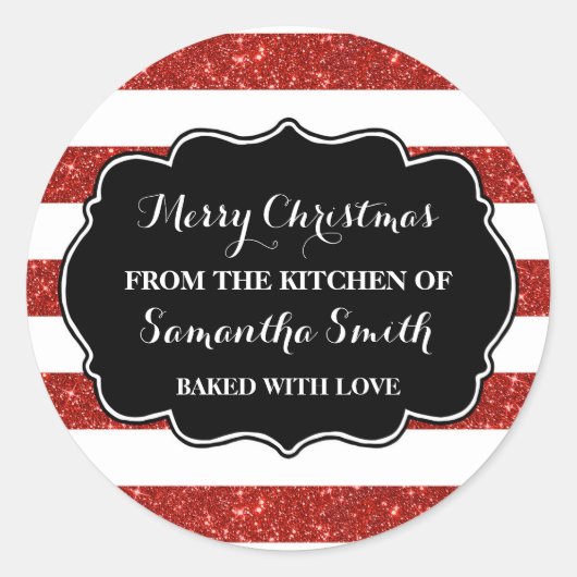 Rot Stripes Weihnachtsbacken-Aufkleber Runder Aufkleber (Vorderseite)