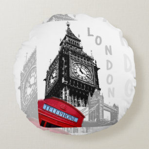 Rot-Telefon Londons Big Ben Rundes Kissen
