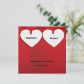 Rot-Theme-Whimsical-Hearts Hochzeit-bezogene Veran Einladung (Stehend Vorderseite)
