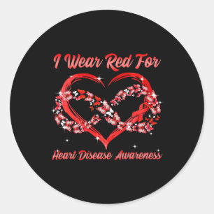 Rot tragen für Herzerkrankungen Aufklärung Herzsti Runder Aufkleber