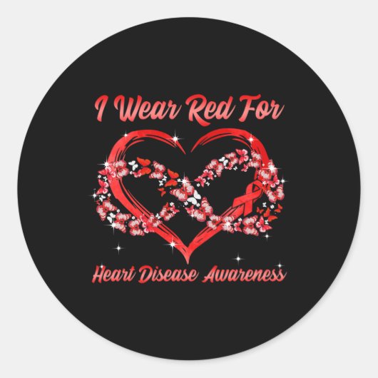 Rot tragen für Herzerkrankungen Aufklärung Herzsti Runder Aufkleber (Vorderseite)