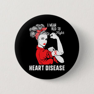 Rot tragen, um Herzkrankheiten zu bekämpfen Bewuss Button