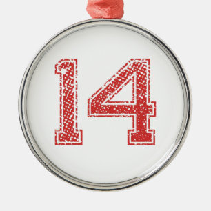 Rot trägt Jerzee Nr. 14 zur Schau Ornament Aus Metall